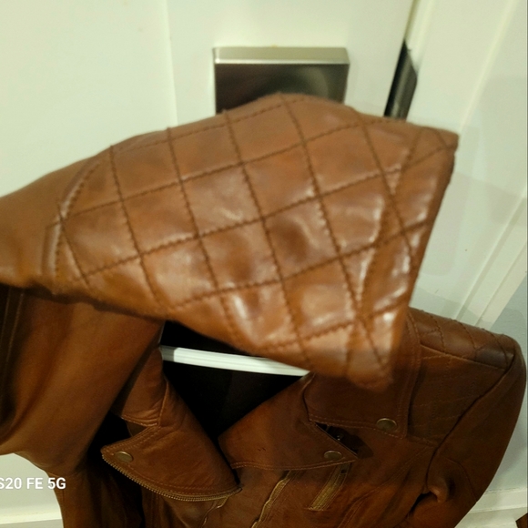 GENUINE ITALIAN leather Jacket, brown, womans, medium - Picture 4 of 5